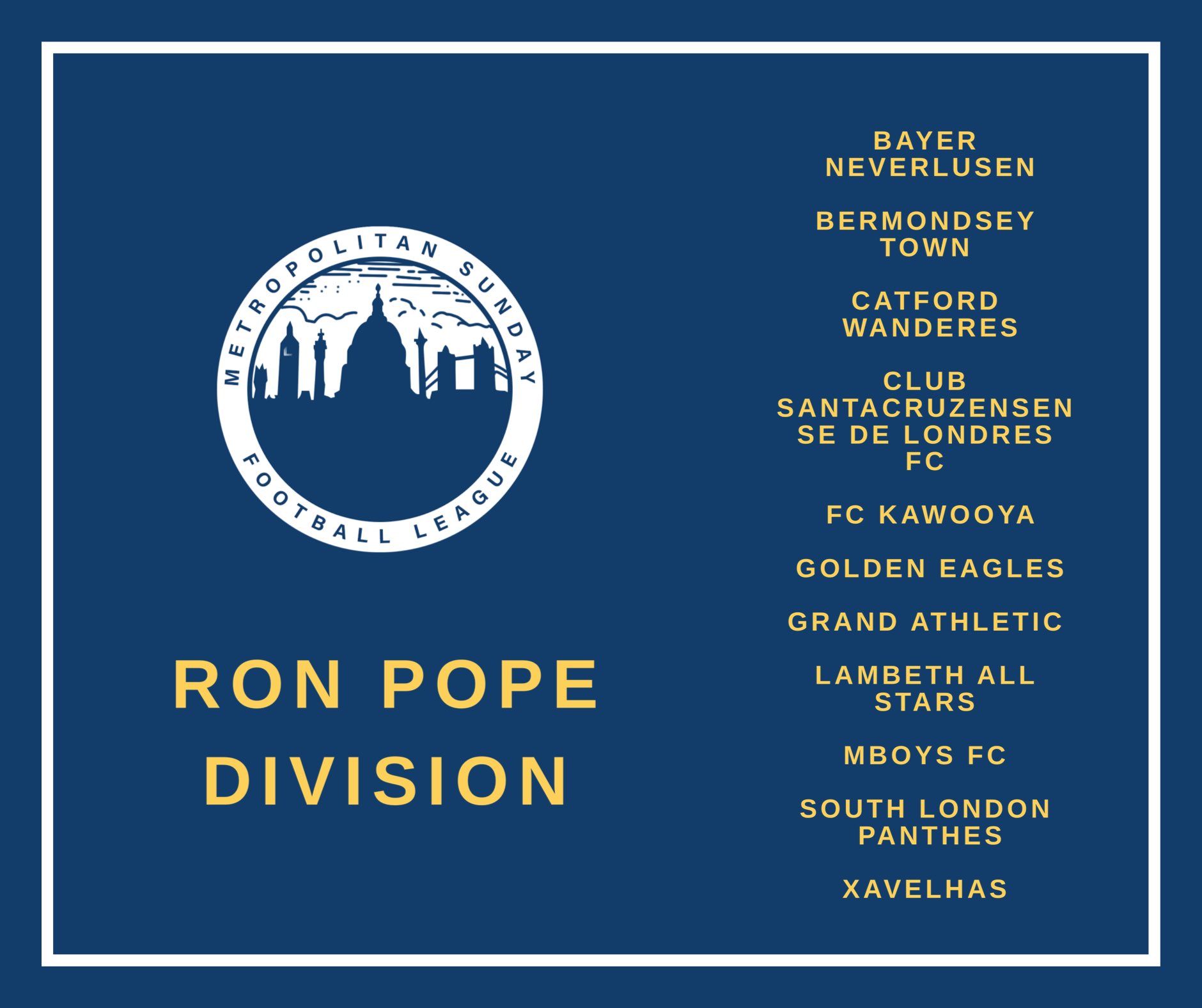 Ron Pope Metropolitan Sunday Football League